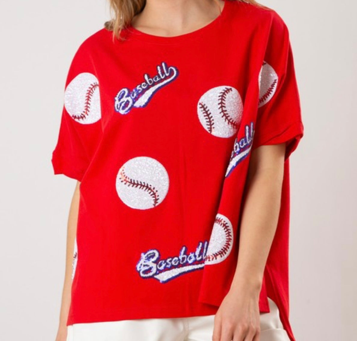Oversized Sequin Baseball SHIRT