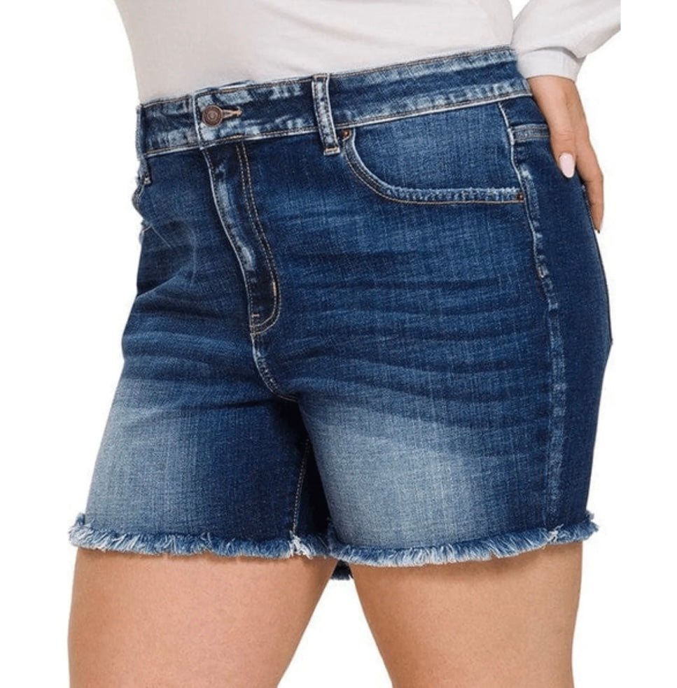 Plus-Zenana Dark Denim Shorts