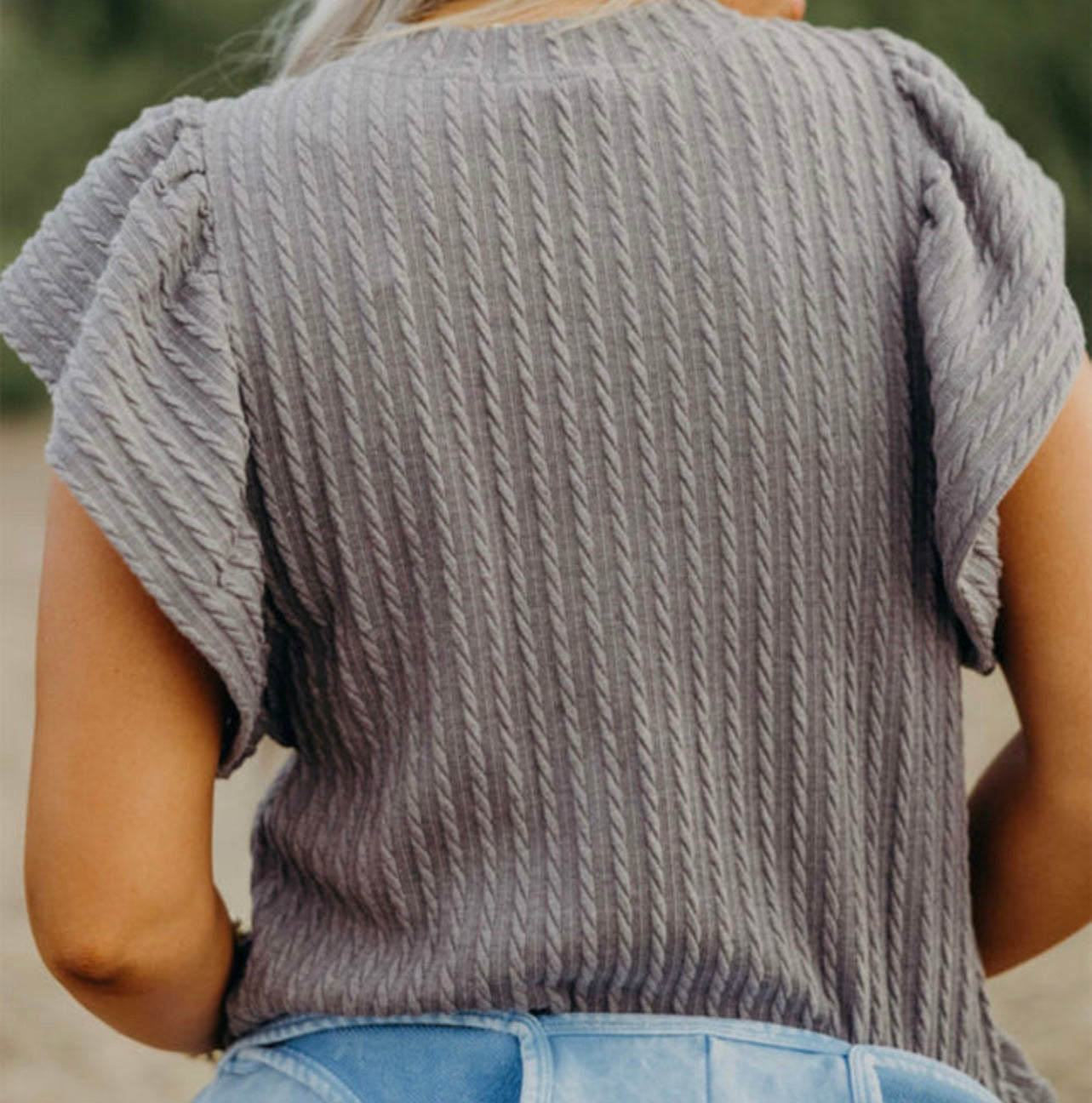 Textured Flutter Sleeve Top