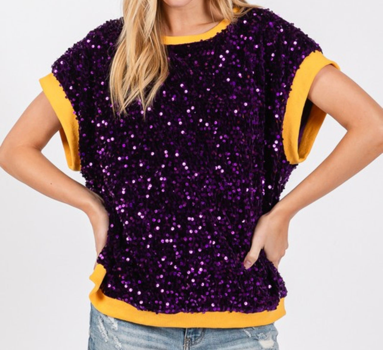 GameDay Velvet Sequin Top
