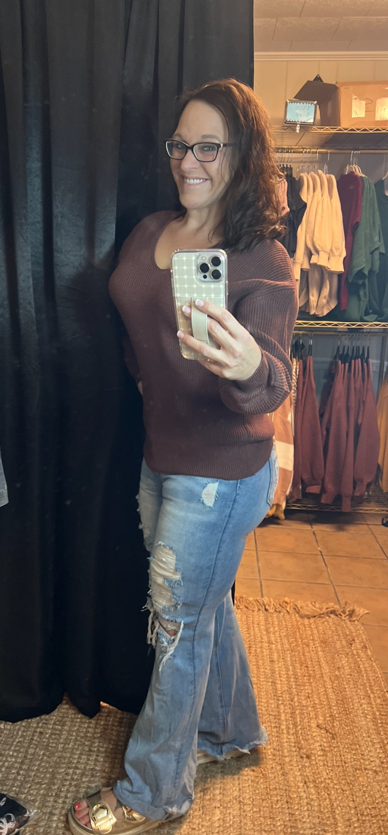 V-Neck Knot Back Sweater
