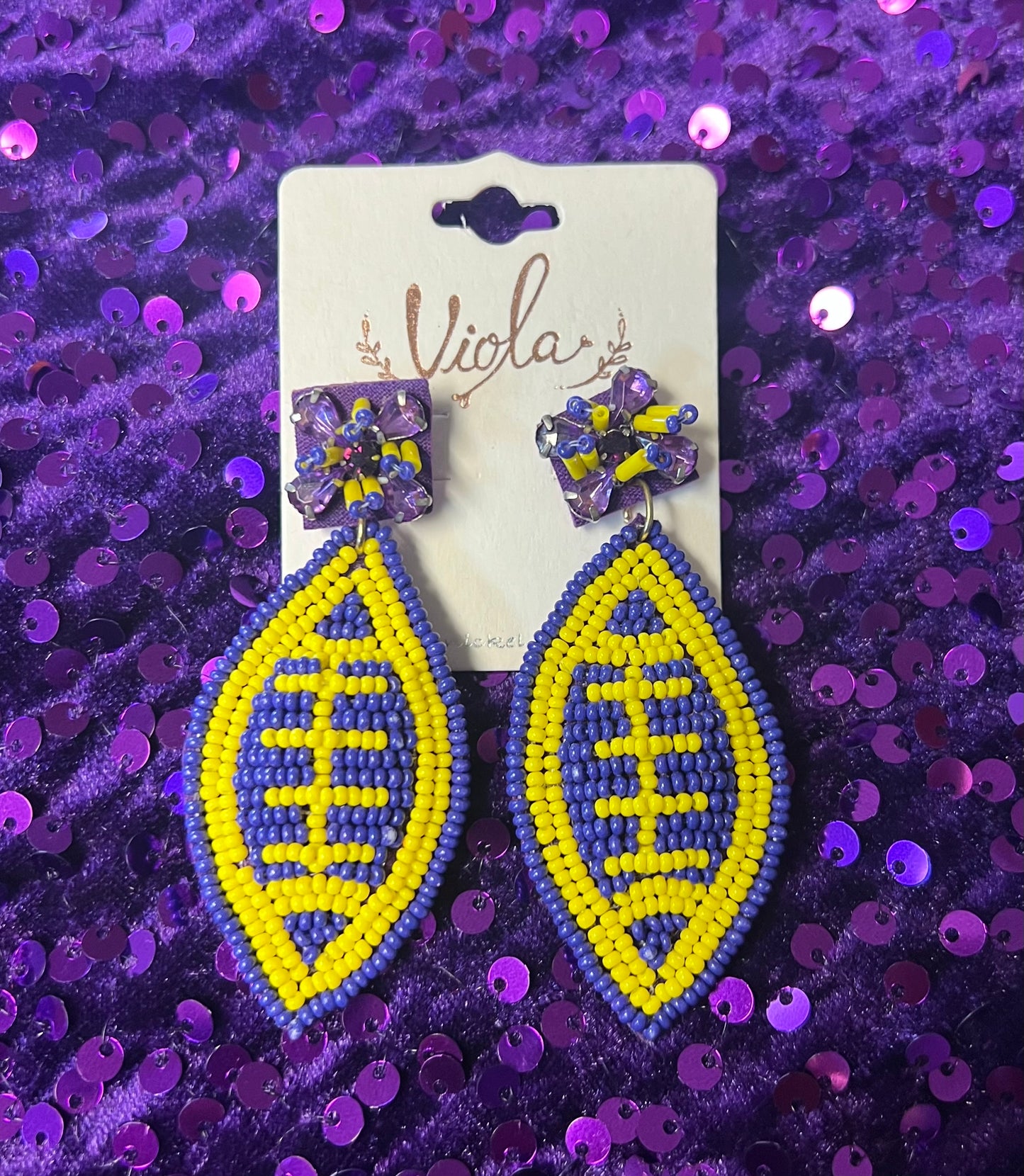 Beaded Football Earrings