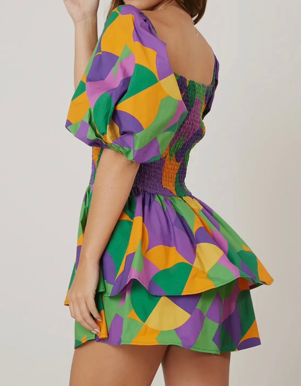 Mardi Gras Geo Print Romper