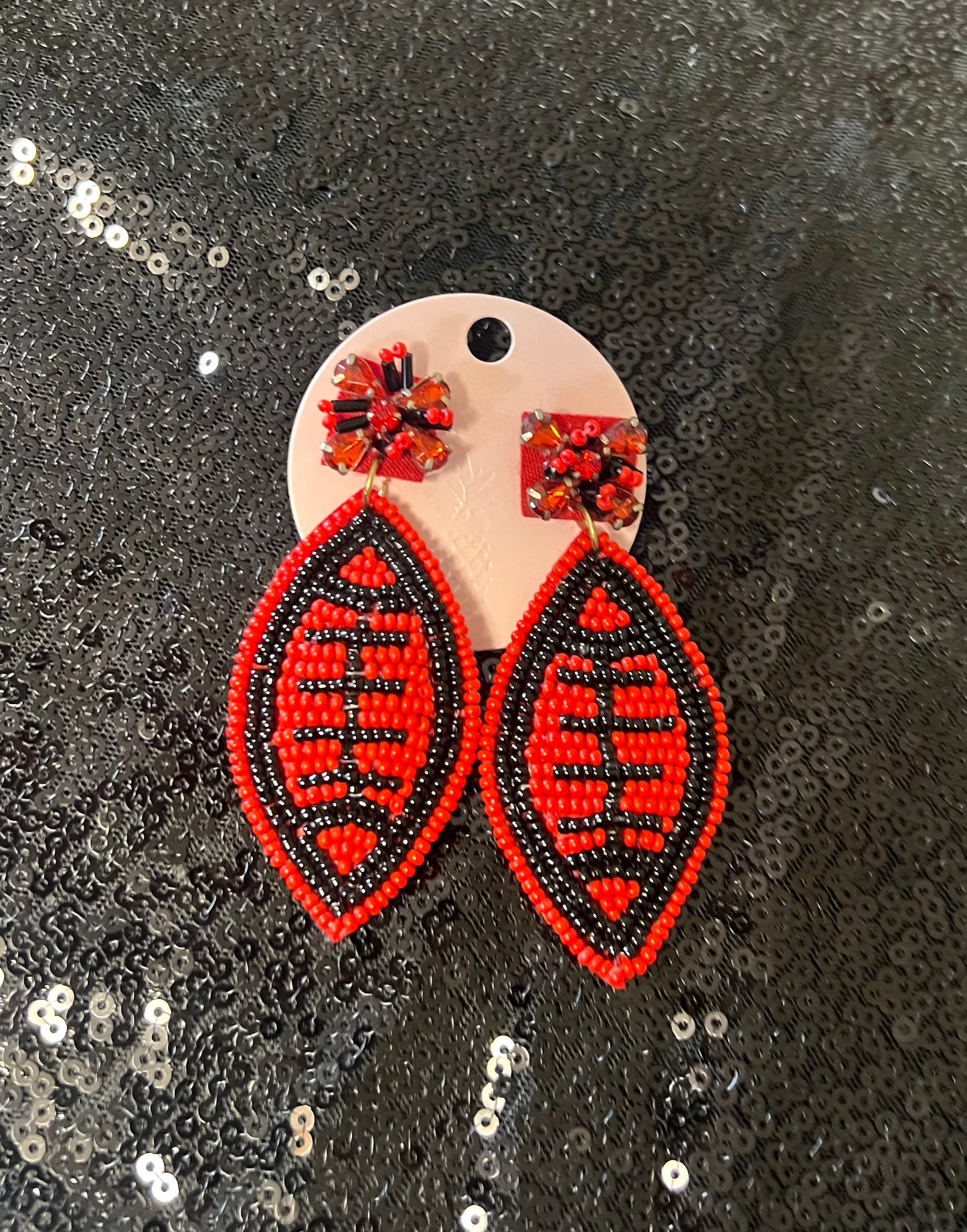 Football Beaded Earrings