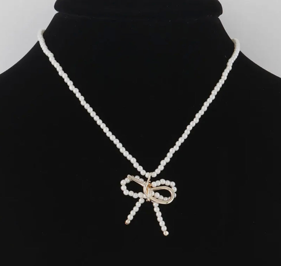Pearl Ribbon Wrap Necklace