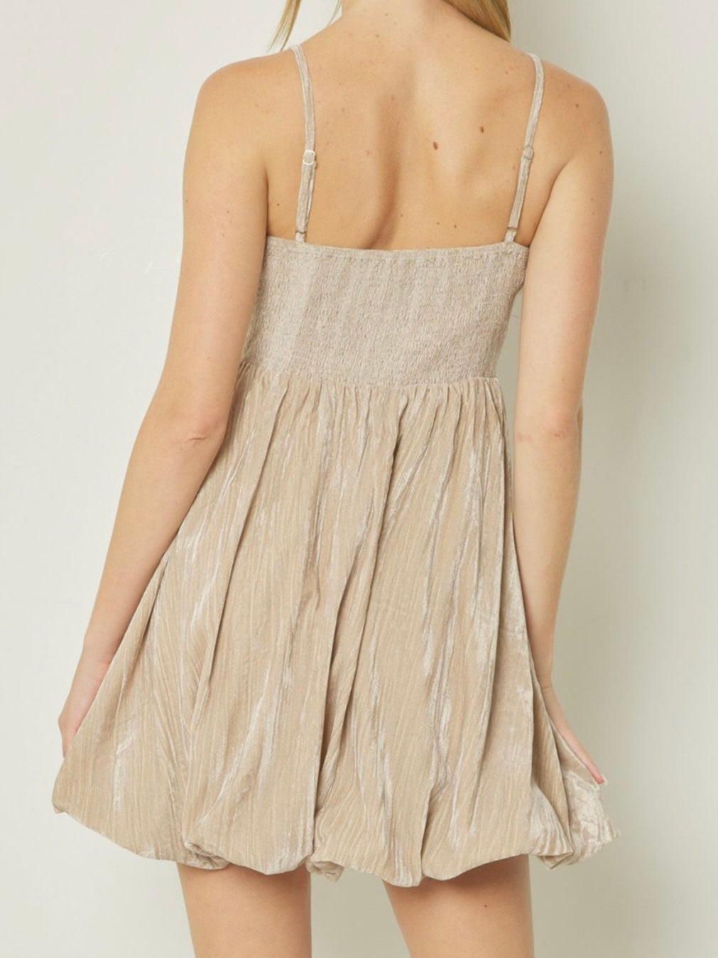 Velvet Spaghetti Strap Bubble Hem Mini Dress