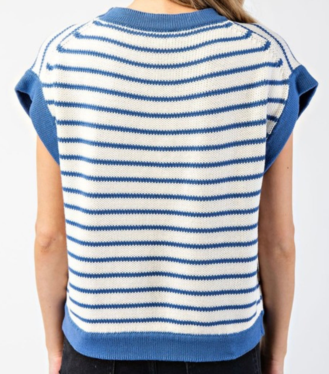 Short Sleeve Striped Sweater