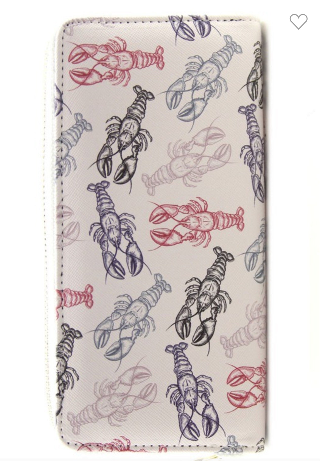 Red and Blue Crawfish Zipper Wallet