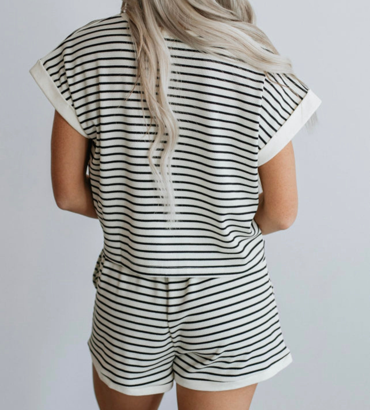 Corded Ribbed Shorts Set