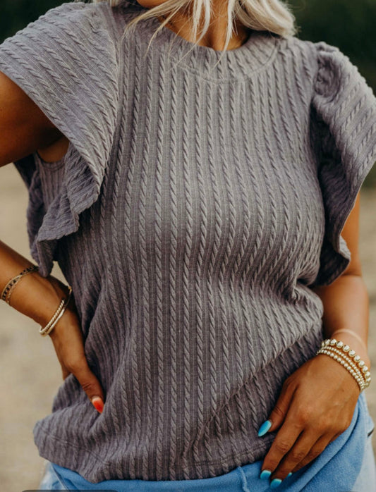 Textured Flutter Sleeve Top