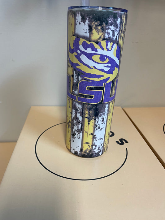 LSU Eye of the Tiger 20oz Sublimation Stainless Steel Cup with Straw