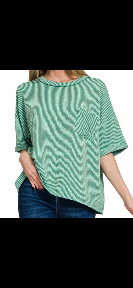 Ribbed Pocket Top