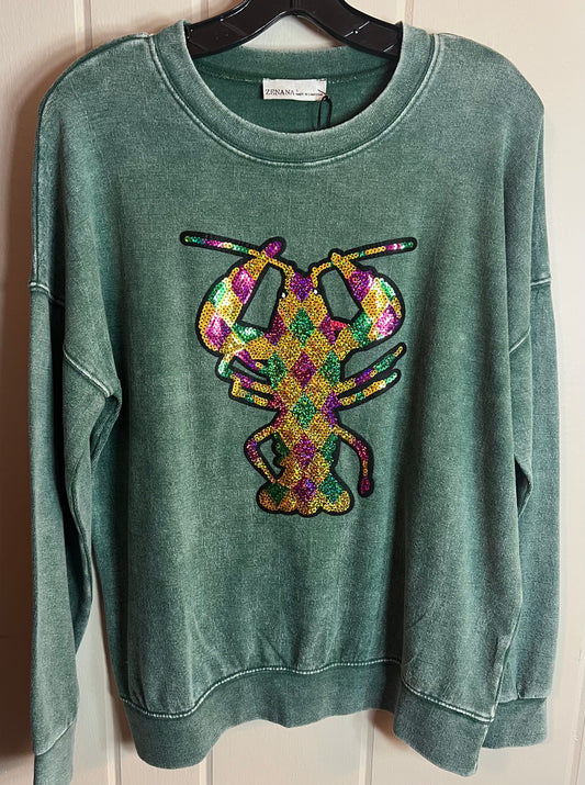 Washed Mardi Gras Crawfish Sweatshirt