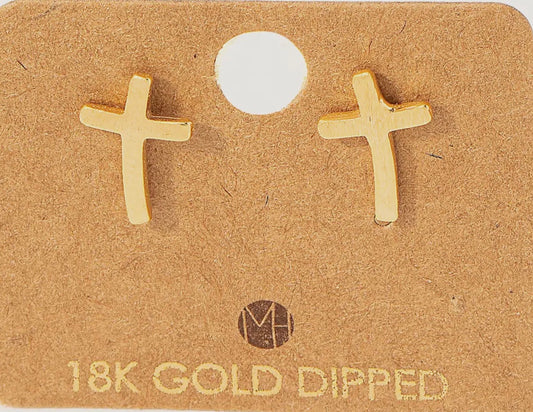 Curved Cross Studd Earrings