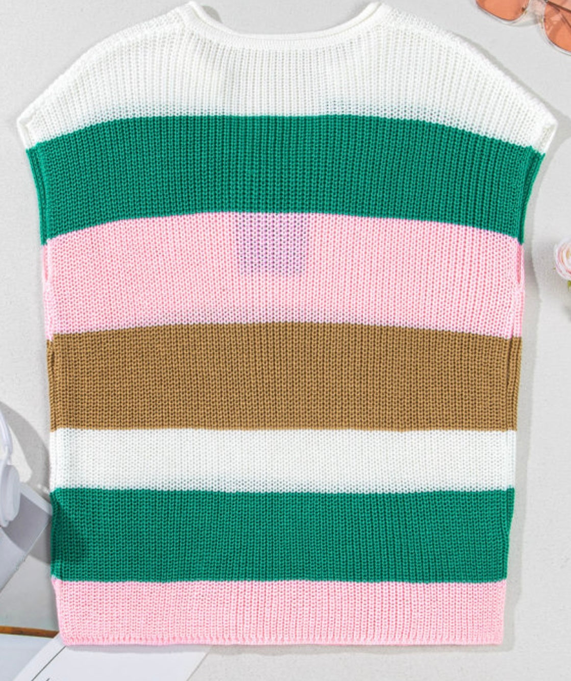Multicolor Color Block V-Neck Sweater