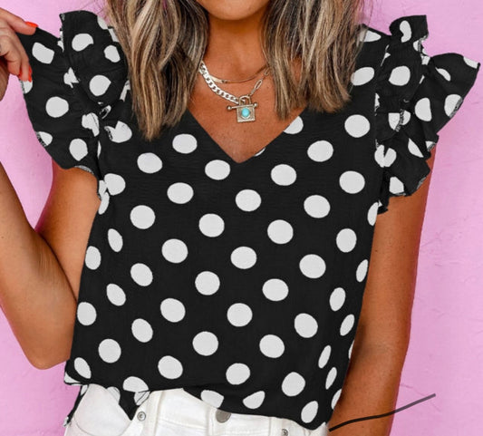 Black Polka Dot Top