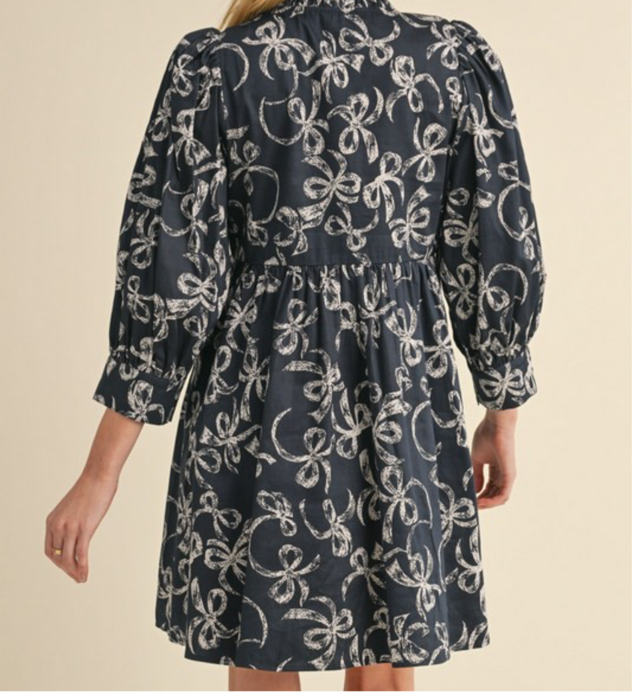 Bow Pattern Print Babydoll dress