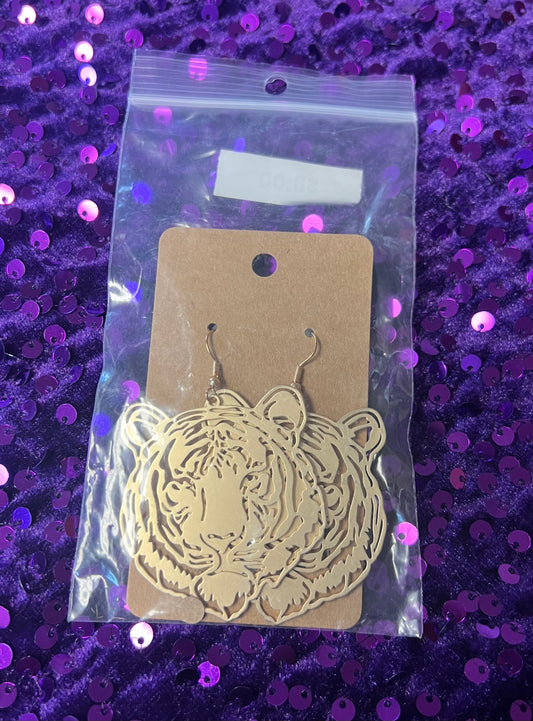 Gold Tiger Earrings