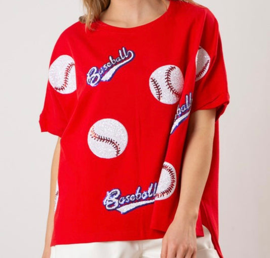 Oversized Sequin Baseball SHIRT