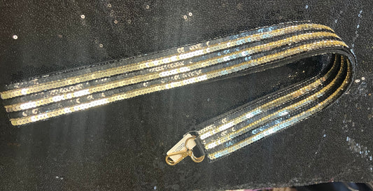 Black/Gold Sequin Bag Strap