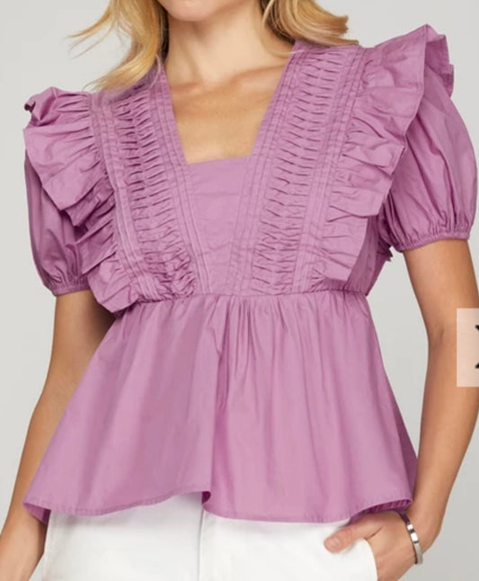 Short Sleeve Pintuck Top