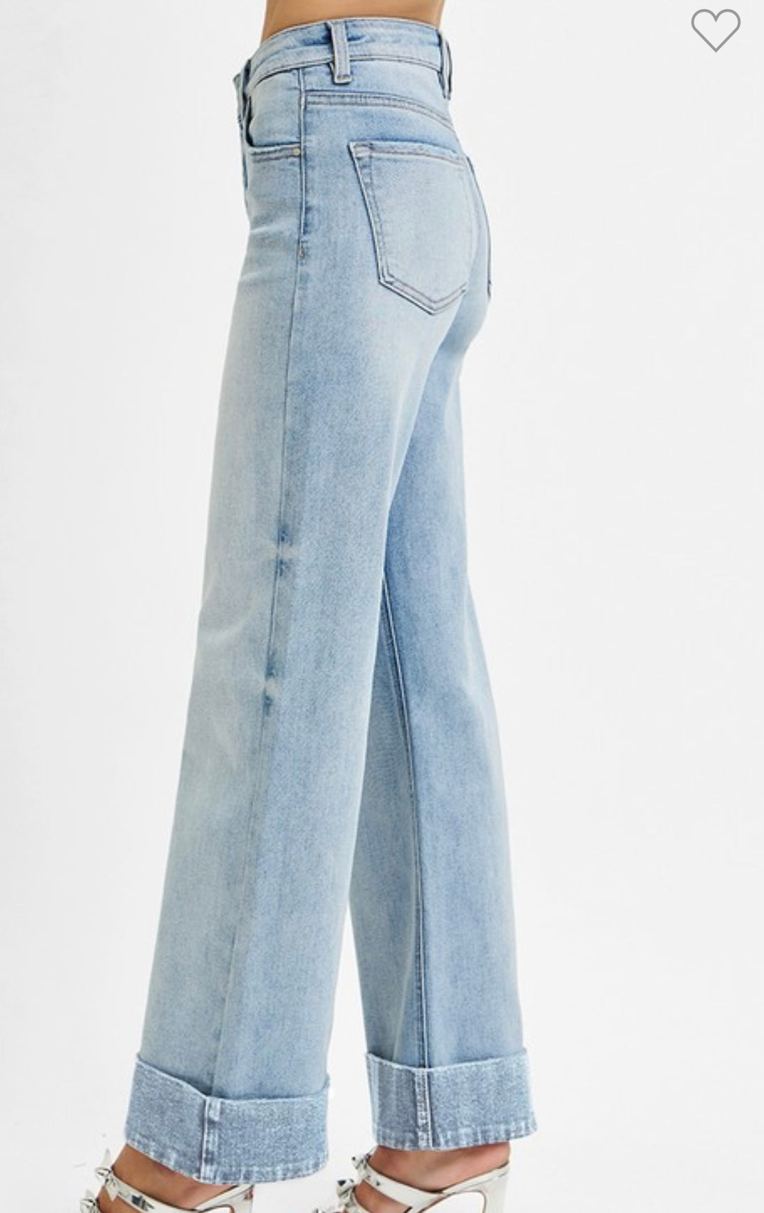 High Rise Ankle Wide Cuffed Jeans (Tummy Control)