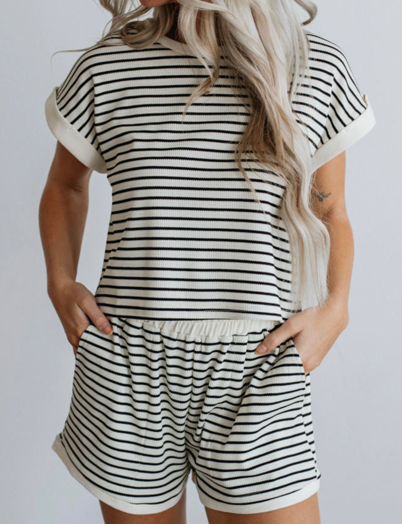 Corded Ribbed Shorts Set