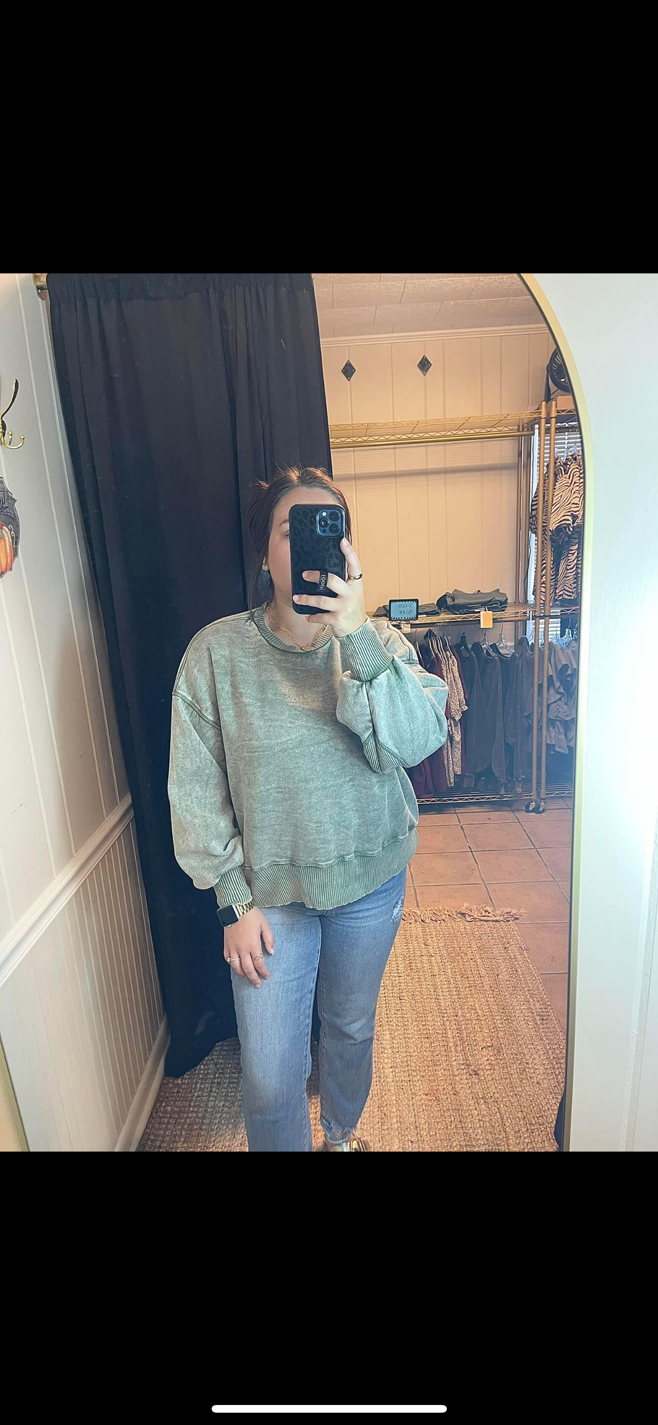 Acid Wash Oversized Fleece Sweatshirt