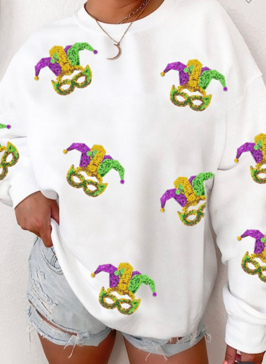 Sequin Crown Mask Sweatshirt