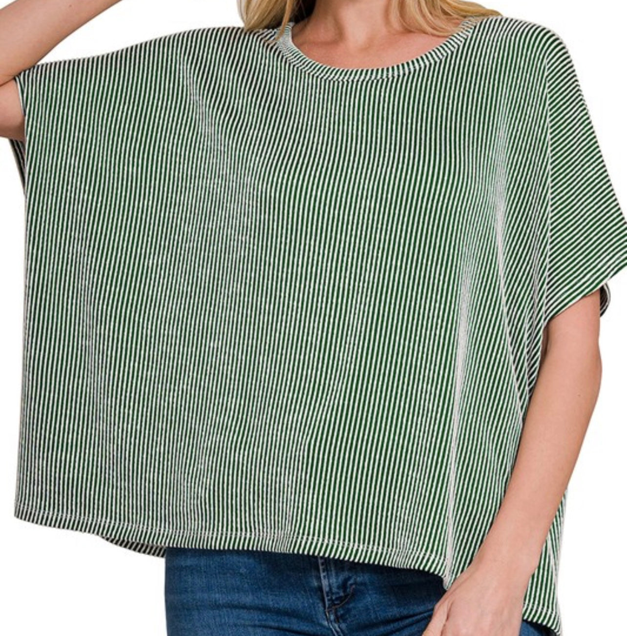 Ribbed Striped Oversized Top