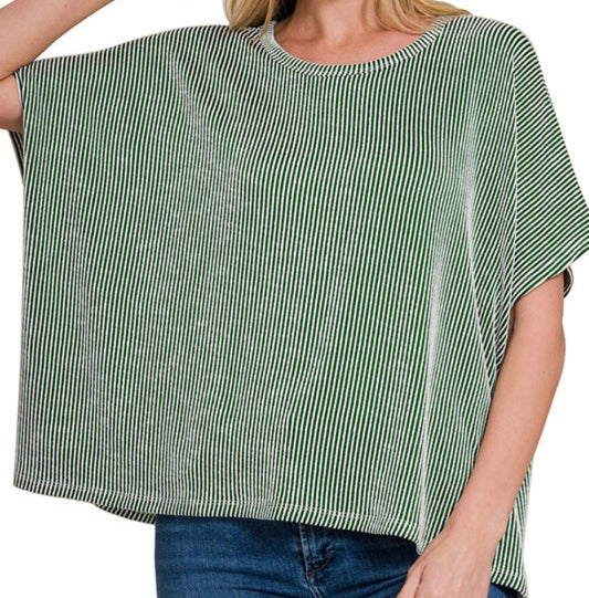 Ribbed Striped Oversized Top
