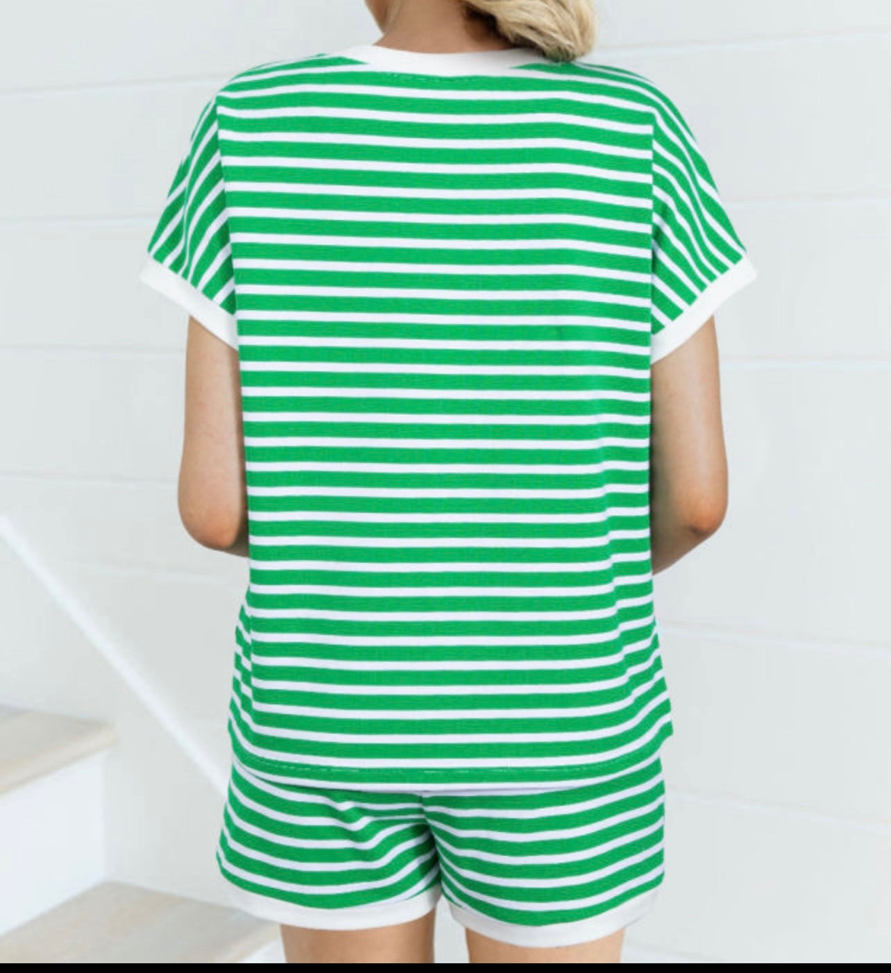 Green Striped Short Set