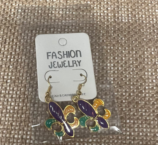 Fleur De Lis Mardi Gras Earrings