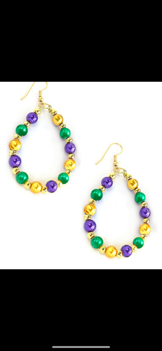 Mardi Gras Beaded Earrings