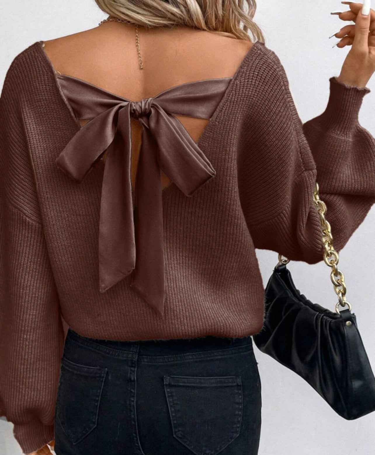 V-Neck Knot Back Sweater