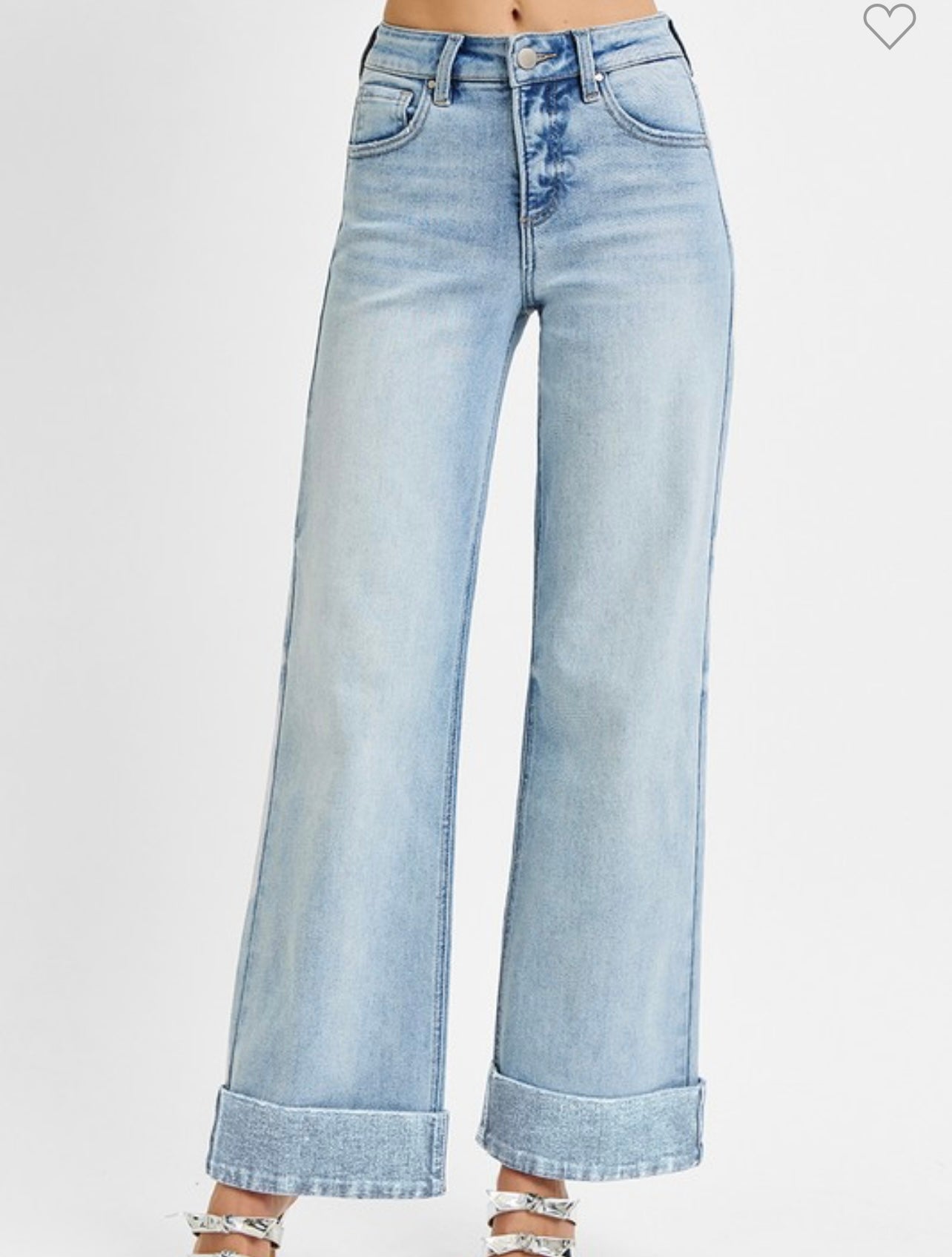 High Rise Ankle Wide Cuffed Jeans (Tummy Control)