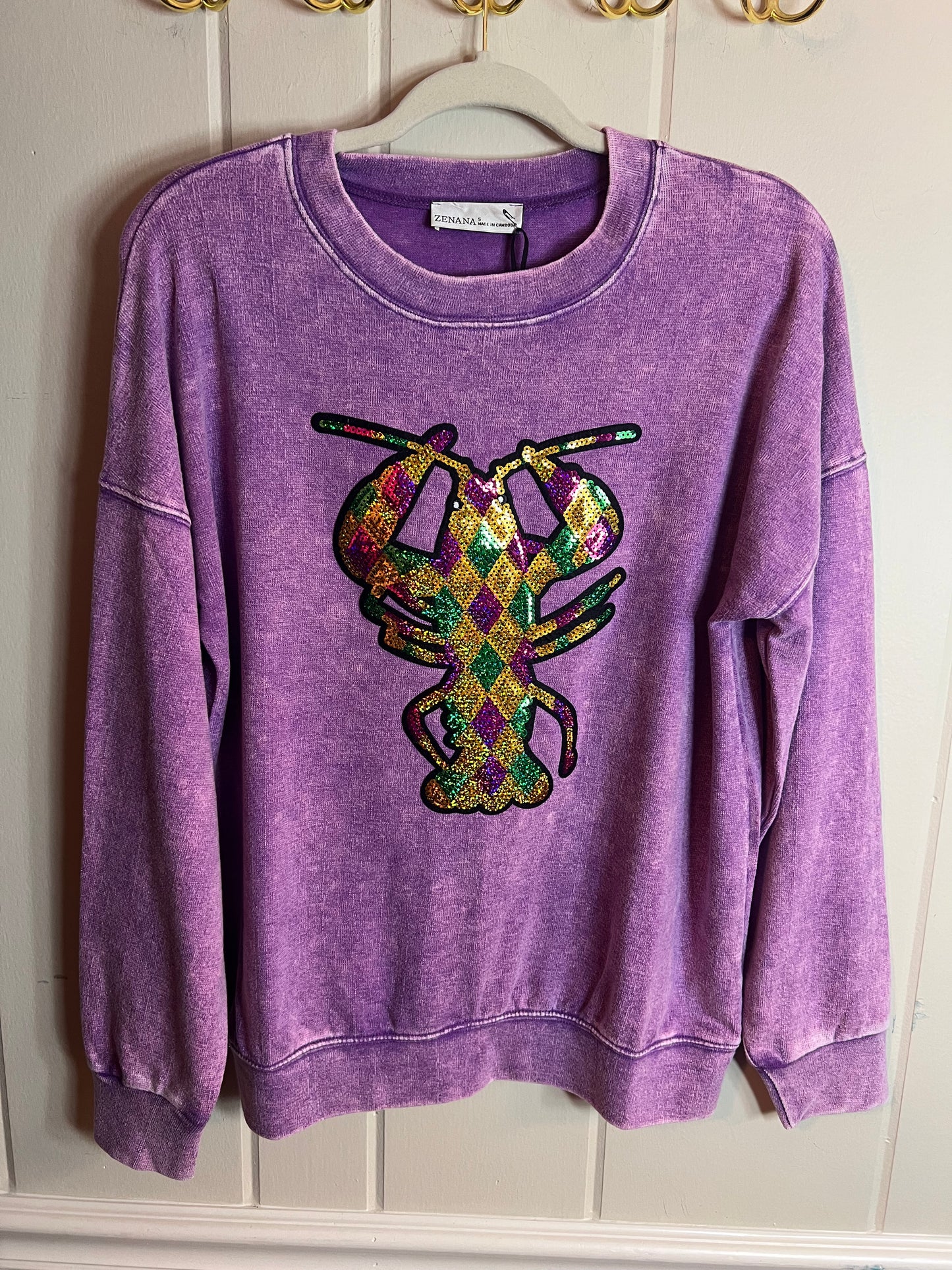 Washed Mardi Gras Crawfish Sweatshirt