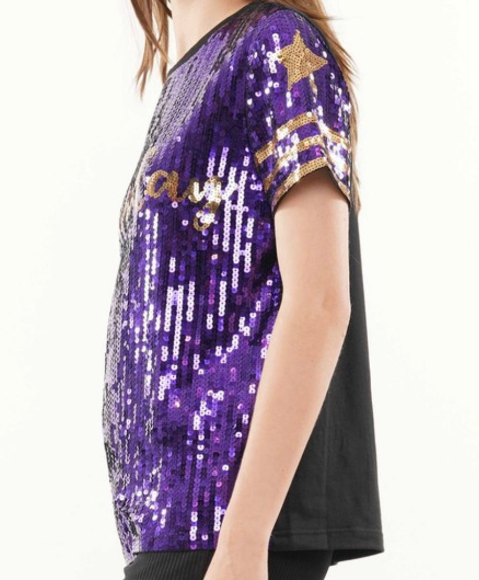 Plus-GameDay Sequin Top