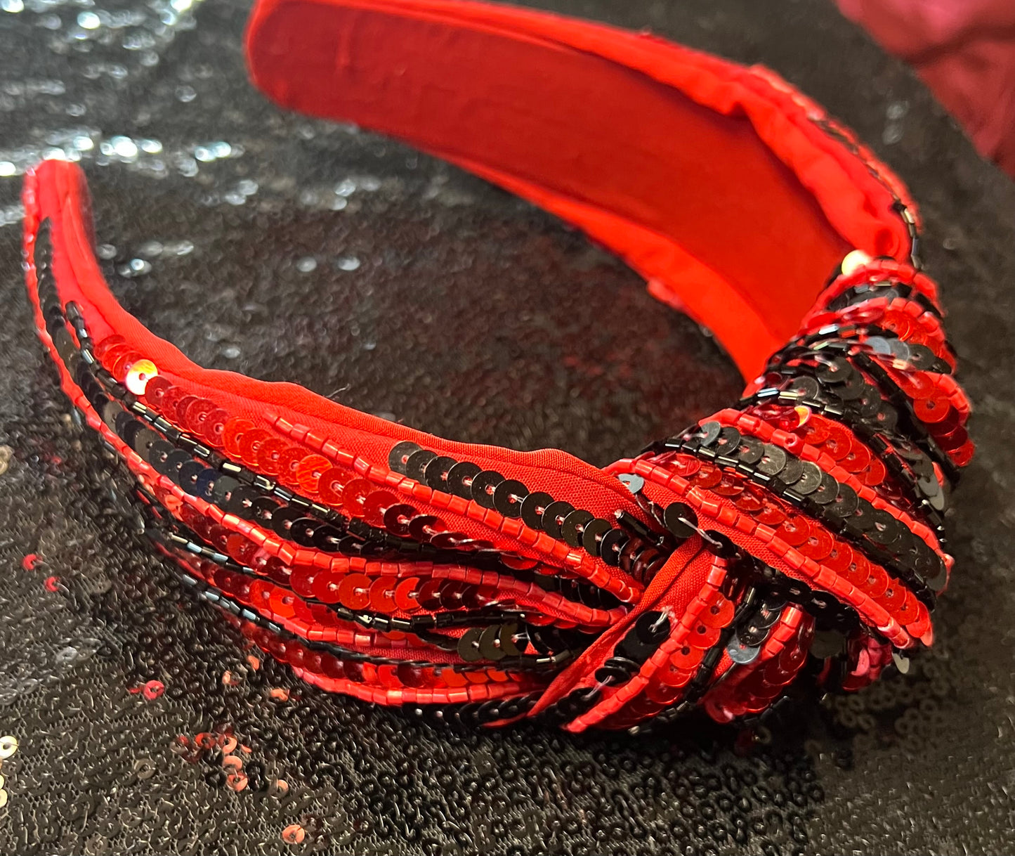 Sequin Black/Red Headband