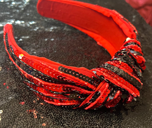 Sequin Black/Red Headband