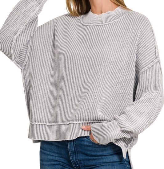 Oversized Cropped Side Slit Sweatshirt