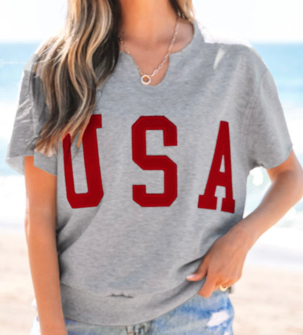 USA Patch Loose Neck Tee