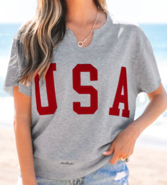 USA Patch Loose Neck Tee