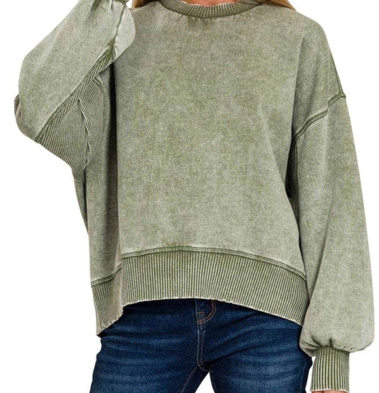 Acid Wash Oversized Fleece Sweatshirt