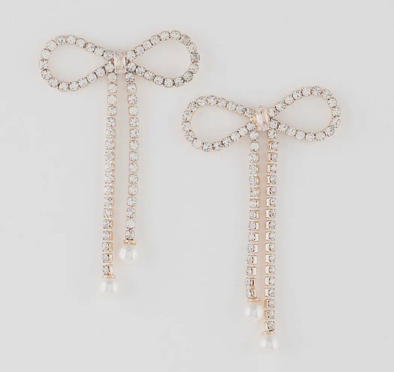 Jeweled Bow Pearl Earrings
