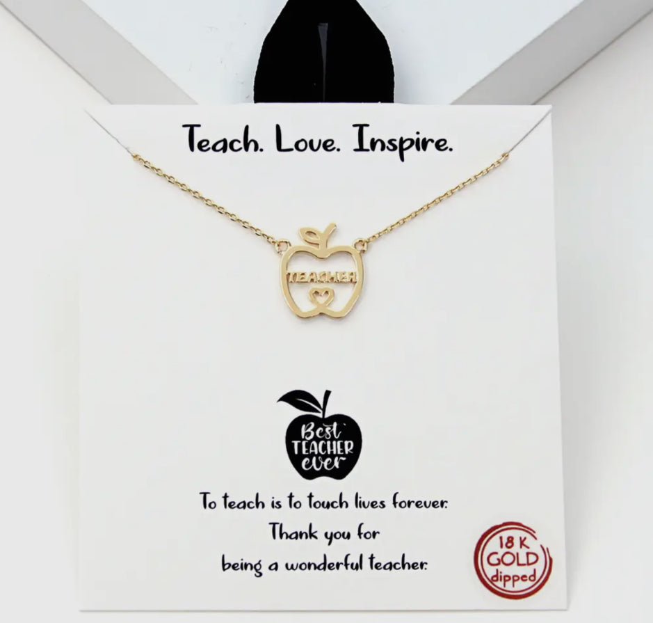 Teacher Apple-Shaped Charm Necklace