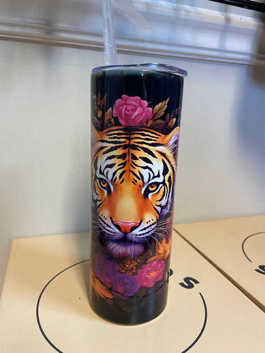 Tiger 20oz Sublimation Stainless Steel Cup with Straw