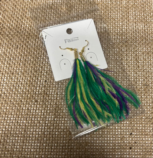 Mardi Gras Feathered Earrings