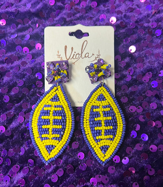 Beaded Football Earrings