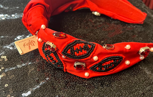Red/Black Football Headband